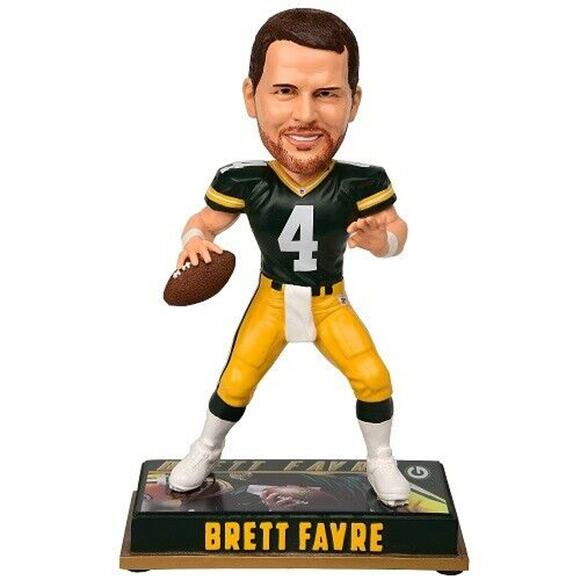 GREEN BAY PACKERS BRETT FARVE # 4 RETIRED PLAYER NFL FOOTBALL BOBBLEHEAD NEW - Picture 1 of 2